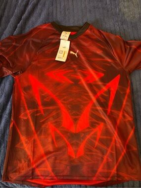 Puma Men's Red and Black Graphic Athletic Jersey NWT